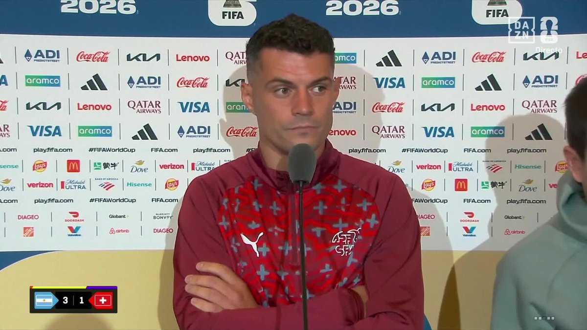 🗣️🇨🇭 Xhaka cree que el árbitro "se cargó" el partido frente a Argentina. #DAZNMundial #FIFAWorldCup
