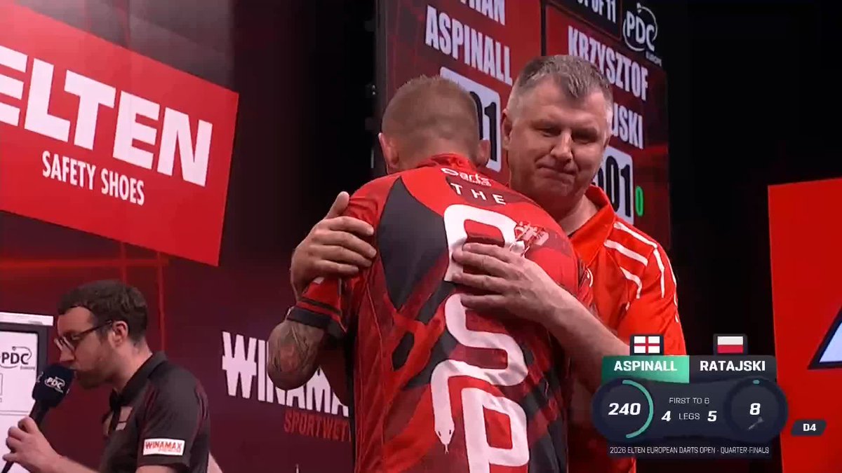 RATAJSKI KO'S REIGNING CHAMP! 🇵🇱 Nathan Aspinall's title defence comes to an end in Leverkusen! Krzysztof Ratajski defeats the reigning champion to set up an all-Polish semi-final against Sebastian Bialecki! 📺 #ET10 | QF