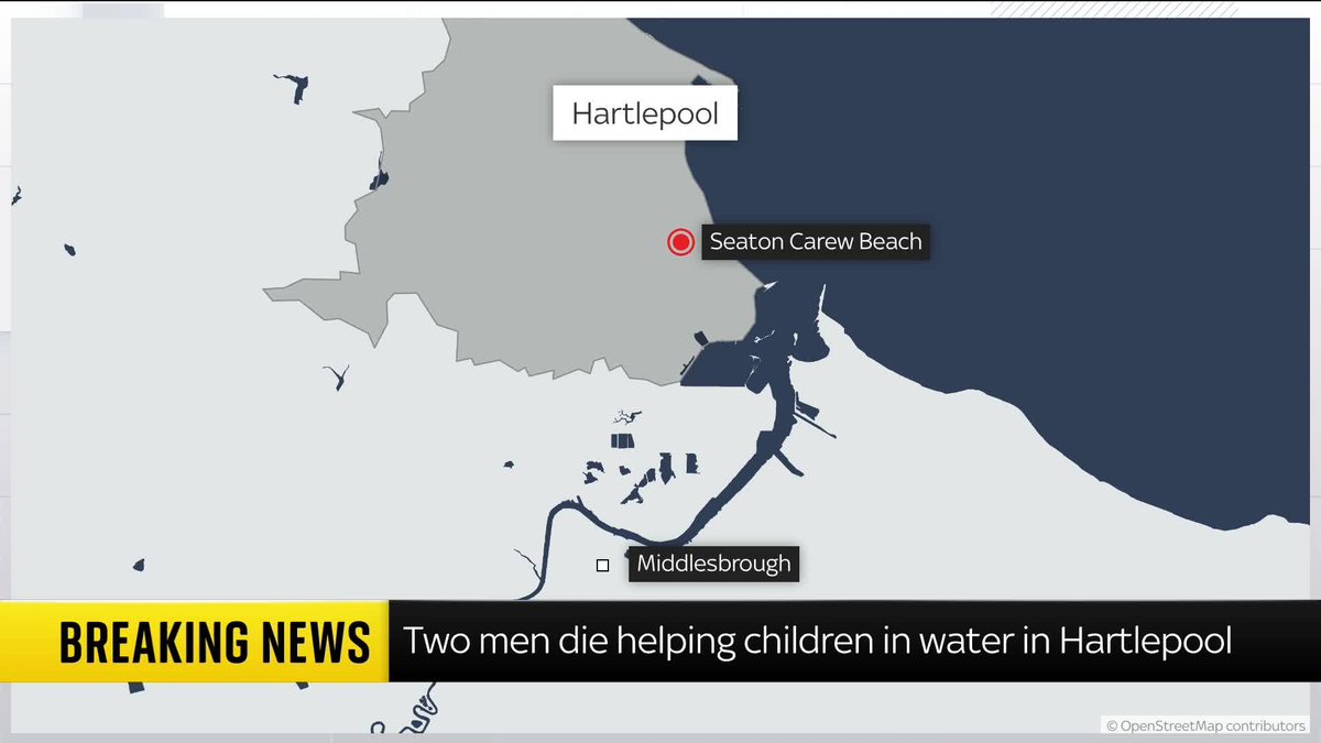 BREAKING: Two men have died after going into the water in a rescue attempt at Seaton Carew beach in Hartlepool. They were trying to help two children who had got into difficulty, Cleveland Police said. Latest: 📺 Sky 501, Virgin 602 and Freeview 233