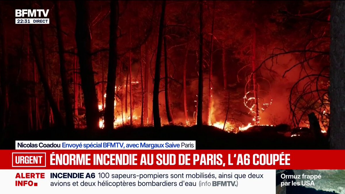 Les images de l'impressionnant incendie en Seine-et-Marne, à proximité de la commune d'Arbonne-la-Forêt