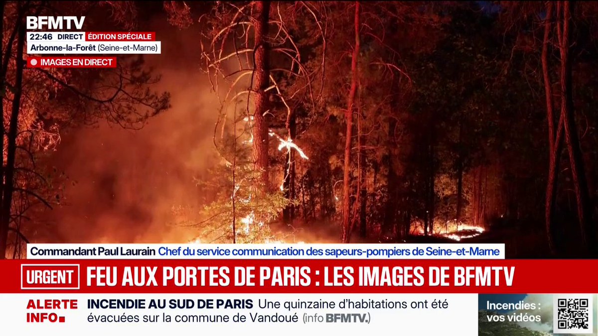 Incendie dans la forêt de Fontainebleau: "On a déjà évacué une quinzaine d'habitations", indique le commandant Paul Laurain