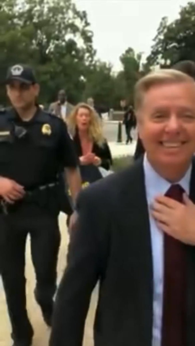 Thug Life. 🕶️ Lindsey Graham, absolute baller, being chased down and screamed at by a leftist woman after he passionately defended Kavanaugh from the phony witch hunt. RIP.🕊️