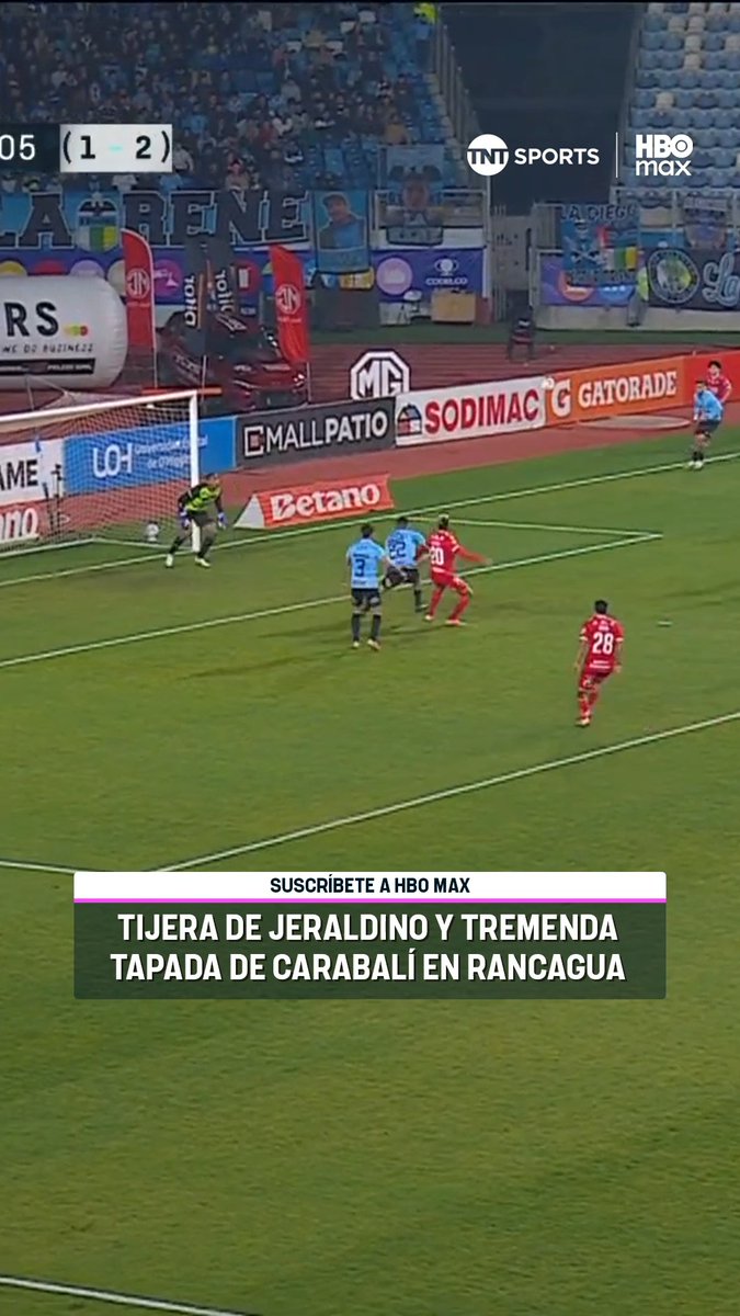 🧤⚽🔥 ¡Qué linda acción en Rancagua! Ignacio Jeraldino estuvo cerca de marcar un golazo de tijera pero Omar Carabalí respondió de forma notable, en el choque entre O'Higgins y Ñublense, por la vuelta de la semifinal de la #CopaDeLaLiga2026. #MatchdayDomingo Disfruta lo mejor del fútbol chileno. Suscríbete a #TNTSportsenHBOMax 📲💻 Link en la BIO 📍