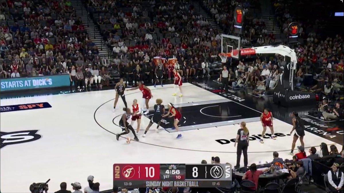 I remember asking A'ja about foul-drawing and if she works on it, and in as many words she says she doesn't. I think this is a case where *she* missed out on free throws. Got Aliyah in the air, should take the low-hanging fruit with a lean-in. (got clipped on the leg anyway)
