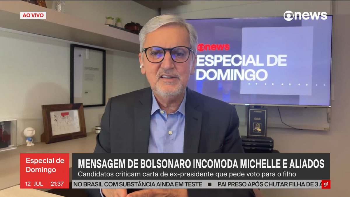 Valdo Cruz: Carta de Bolsonaro põe em risco prisão domiciliar com recurso do PT ao STF, gera críticas de candidatos e incomoda Michelle Bolsonaro. #EspecialdeDomingo ➡ Assista à #GloboNews: