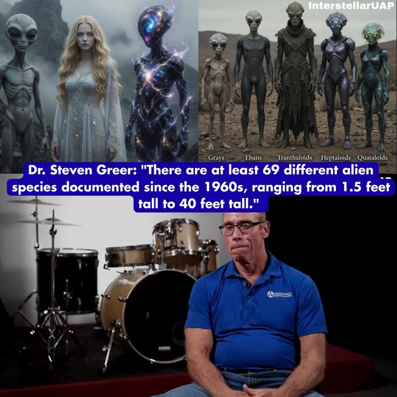Dr. Steven Greer: "There are at least 69 different alien species documented since the 1960s, ranging from 1.5 feet tall to 40 feet tall." 👽🛸😱 Most are bipedal with humanoid structures but show huge diversity in form and size because they come from different star systems. Greer explains: "Some are foot and a half tall... some reported to be 10, 12 feet tall... to my knowledge." He adds that what we often see as "Spooky" aliens in media may actually be bio-engineered robotic entities. On human ET relations, Greer stresses moving beyond division: "Our motto is one Universe, one people... I hate the word alien because it connotes foreignness and xenophobia. I usually use the word ET people or ET civilizations." He ties it to consciousness: "In that deep level of pure quiet Consciousness or spirit... the total number of Minds in the universe is one. That is it's a singularity."