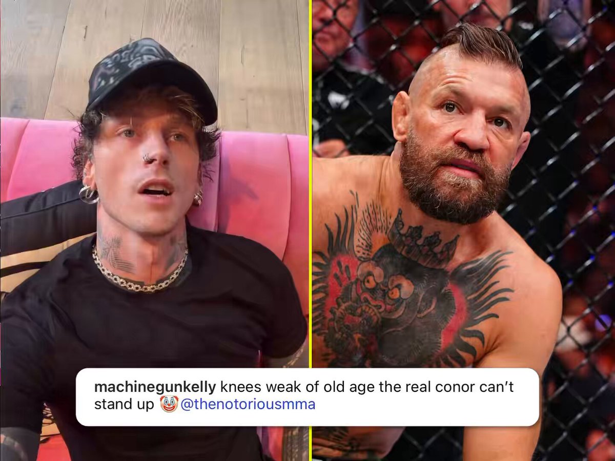 Machine Gun Kelly talking crazy about Conor McGregor 😳 “You look like a drunk, ugly extra in a Sherlock Holmes movie. F*ck this guy. What in the F*ck Liddell happened to the landing strip on your head? Worst 10 seconds I’ve ever seen.”