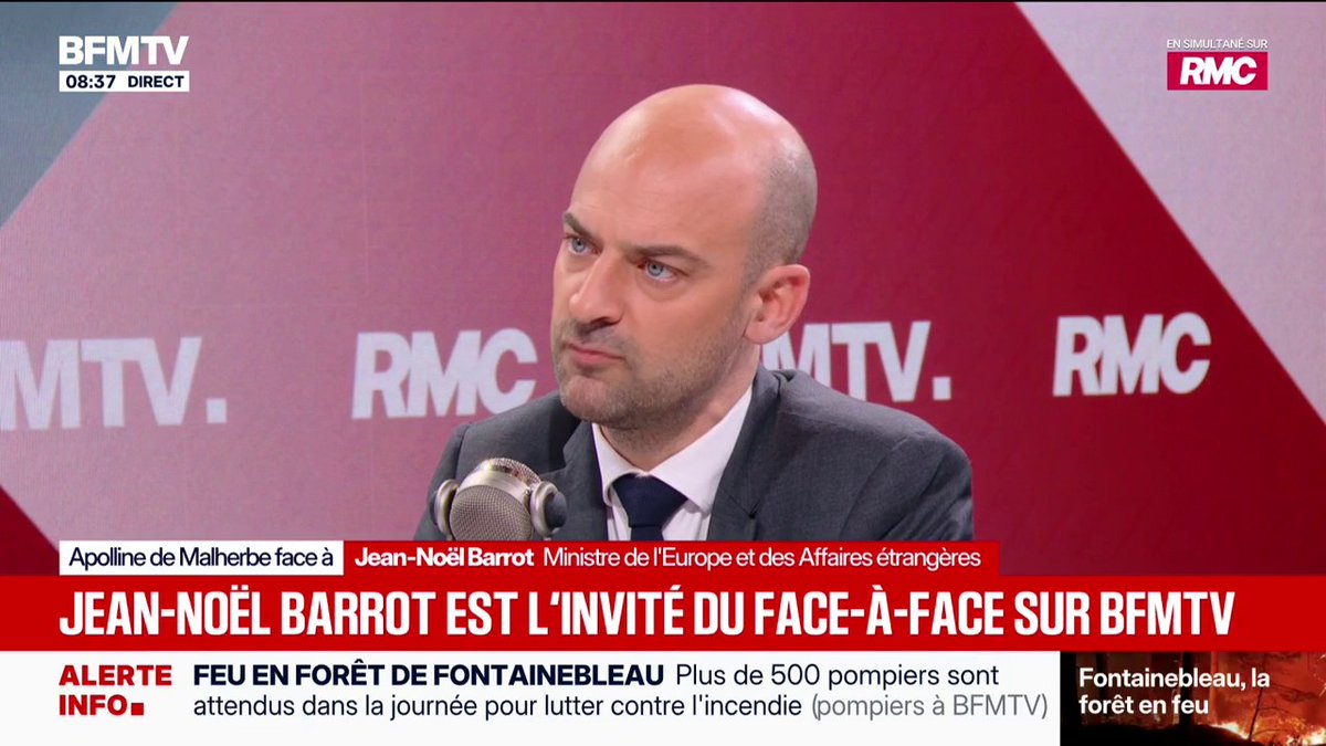 Jean-Noël Barrot, ministre des Affaires étrangères, assure qu'il n'y aura "aucune levée de sanctions" contre l'Iran tant que le pays "n'aura pas renoncé à son programme nucléaire"