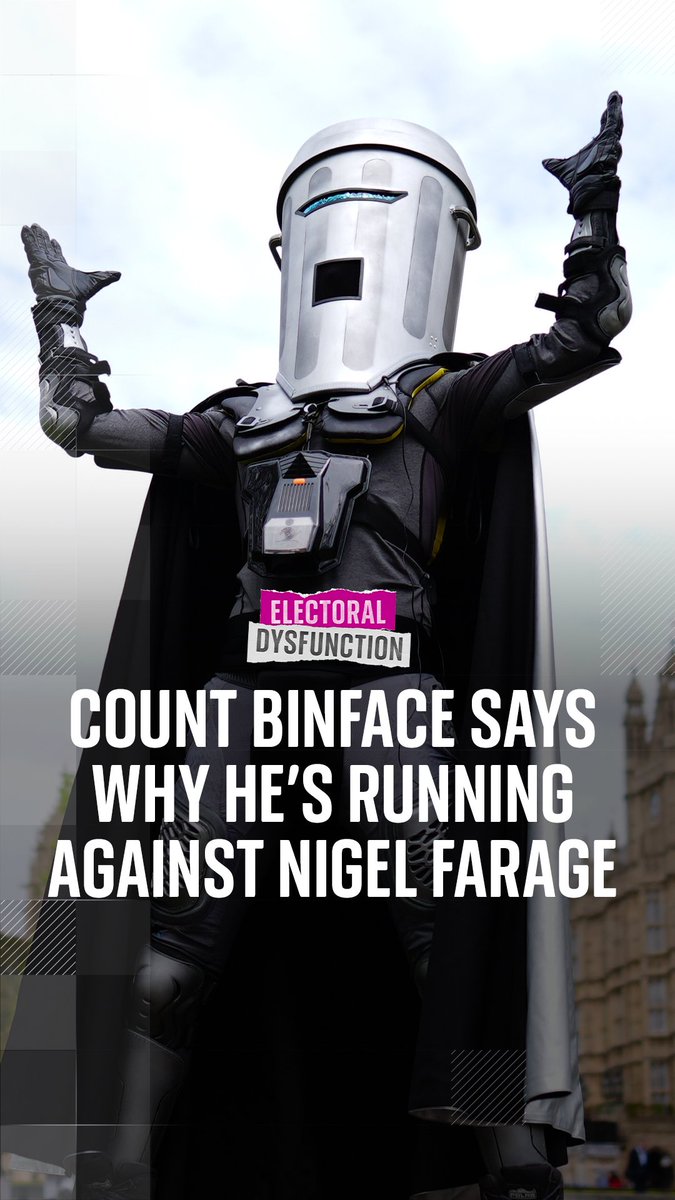 On the latest episode of #ElectoralDysfunction, Count Binface speaks to us about his plan to stand against Nigel Farage in Clacton, after the Reform leader triggered a by-election by resigning. 🎧 Click the link to listen: