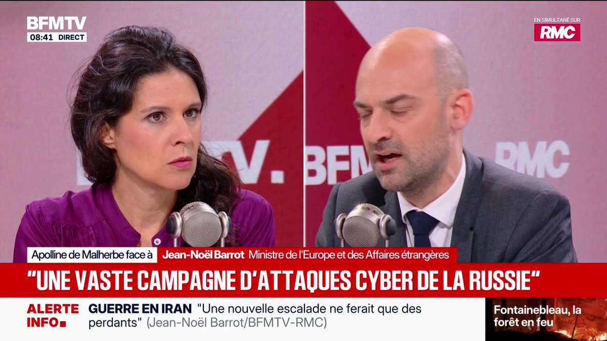 Jean-Noël Barrot annonce convoquer l'ambassadeur de Russie en France "dans les prochains jours" face à "une vaste campagne cyber" russe