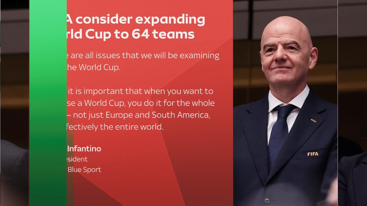 FIFA president Gianni Infantino says increasing the number of teams participating at the World Cup finals to 64, will be discussed after this year's tournament 🚨 🏆