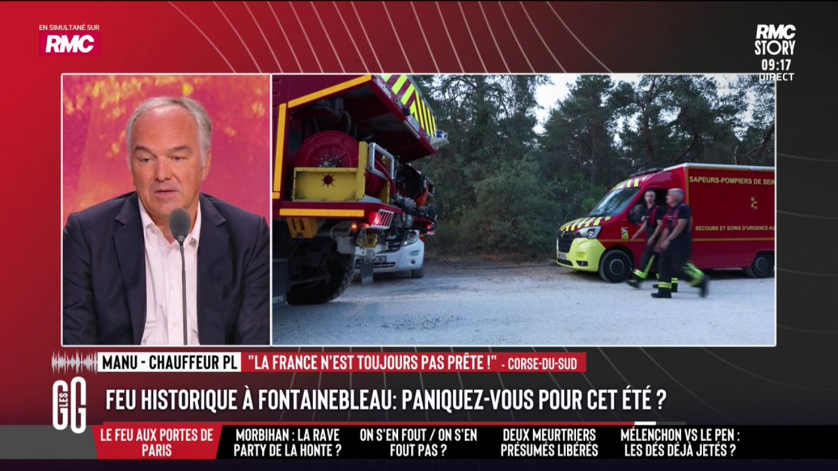 🔥 24 feux en cours en France. 📞 Thierry, chauffeur, au 3216 : "On manque de pompiers. Mais on n'a pas de considération pour ces héros du quotidien. Ils sont accueillis avec des machines à laver par-dessus les balcons dans certains quartiers." #GGRMC