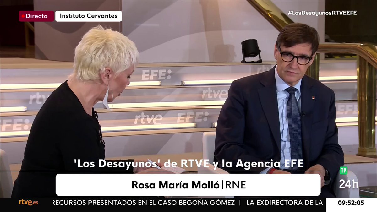 #LosDesayunosRTVEEFE | Salvador Illa, "preocupado" por el auge del populismo y la extrema derecha: "Me preocupa no solo en España, sino en Europa (…) Acaban siempre mal. Farage, con un escándalo de corrupción. Le Pen, condenada por corrupción..."