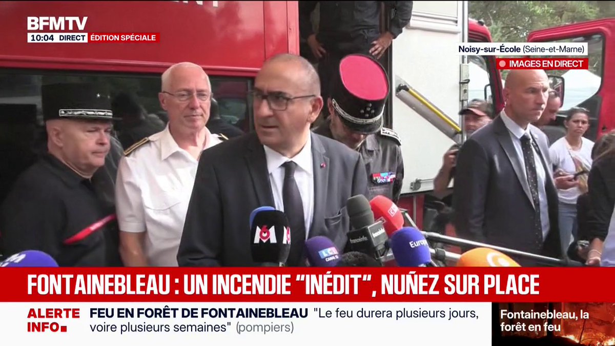 Incendie de Fontainebleau: "une origine volontaire" du feu est supposée par le Ministre de l'Intérieur, une enquête en cours