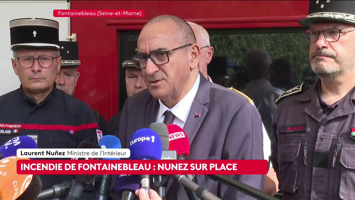 🔴 Incendie à Fontainebleau : "Il y a une dizaine de points de départ de feu dans un périmètre de 1000m, ce qui laisse supposer que cela pourrait être une origine volontaire" 🗣 Laurent Nuñez, ministre de l'Intérieur #canal16