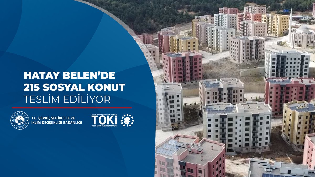 🏘️ Hatay Belen Halilbey Mahallesi'nde 2️⃣1️⃣5️⃣ sosyal konut inşa ettik. 🗓️ 0️⃣6️⃣ - 1️⃣7️⃣ Temmuz 2️⃣0️⃣2️⃣6️⃣ tarihleri arasında hak sahiplerine teslim ediliyor. 🍀 Dinlenme, spor, oyun ve yeşil alanları barındıran bu projeyle vatandaşlarımız yeni bir yaşam alanına kavuştu. 📌 Teslim programı için👇