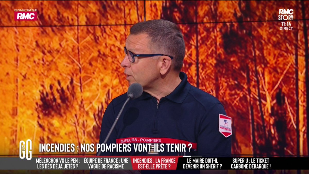 🎙️ Franck Maillard, sapeur-pompier : "À Fontainebleau, le feu va durer au moins 1 semaine. On a déjà 5 à 7% de la forêt qui a brûlé." #GGRMC