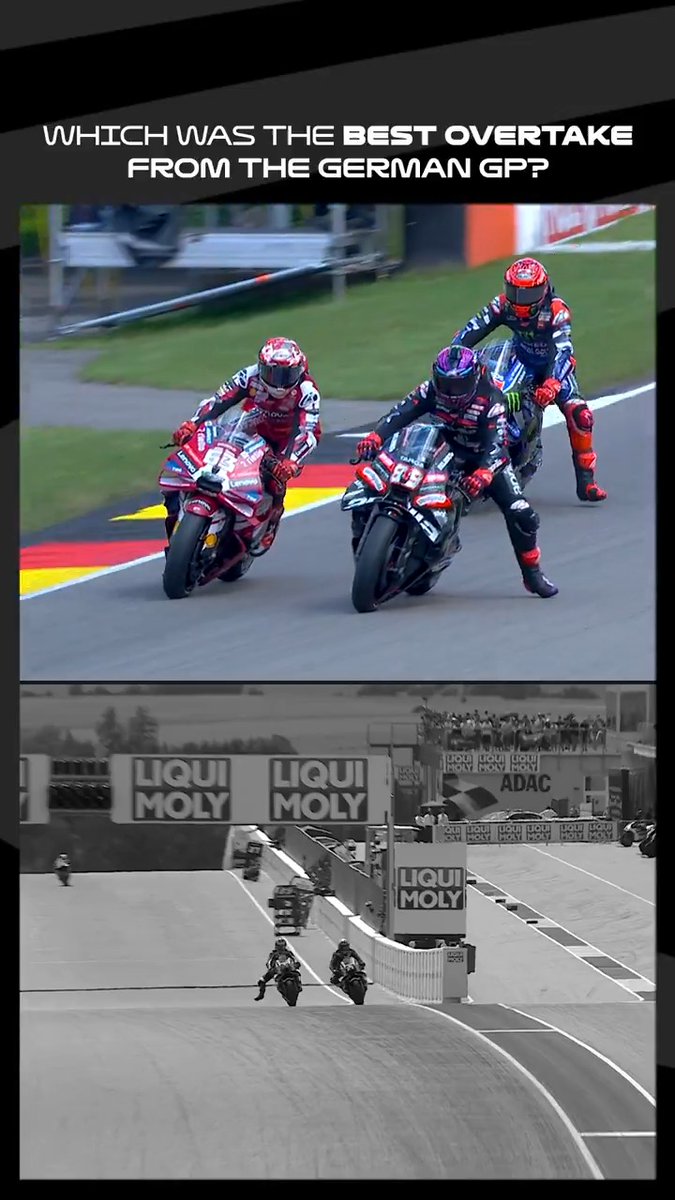 Two contenders for this weekend's best overtake, we'll let you decide 🙂↕️🔥 #GermanGP 🇩🇪 | #MotoGP