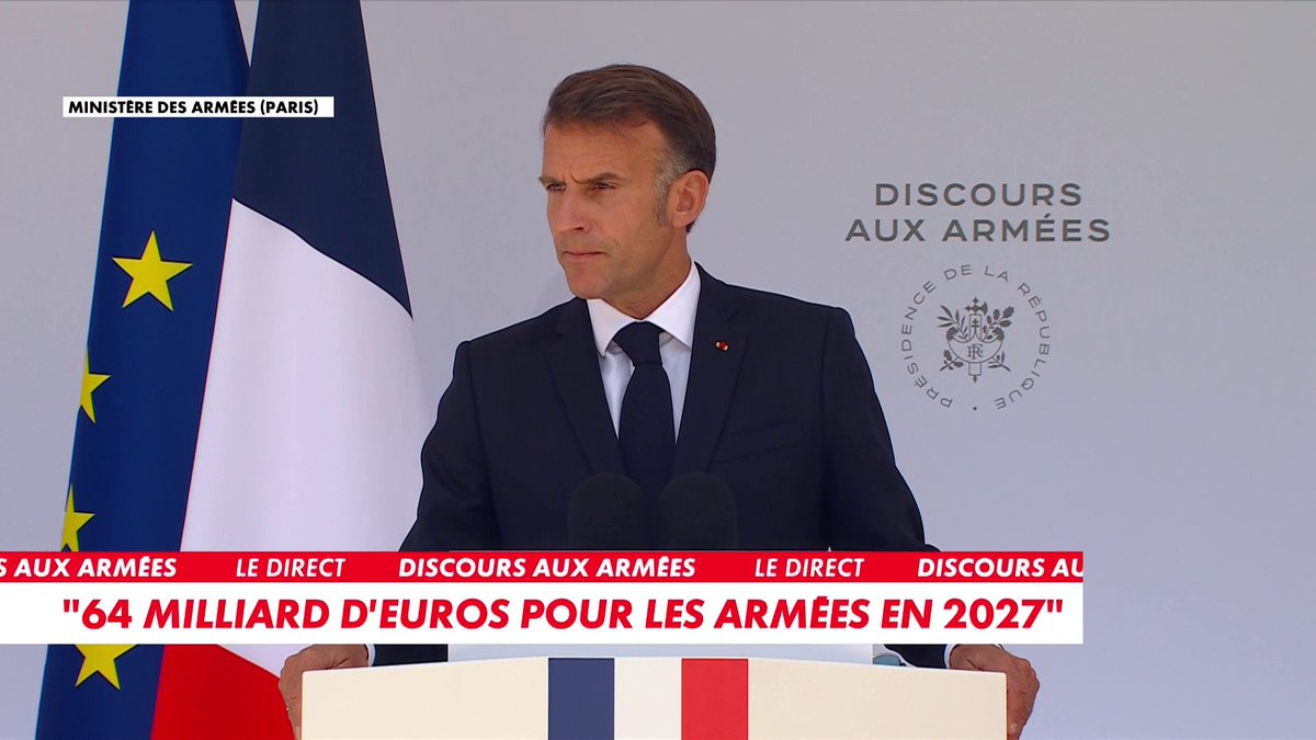 Prononçant son dernier discours aux armées ce lundi 13 juillet, le président Emmanuel Macron promet «un effort supplémentaire de 36 milliards d’euros prévu pour la période 2026-2030» Toute l'info est à retrouver sur