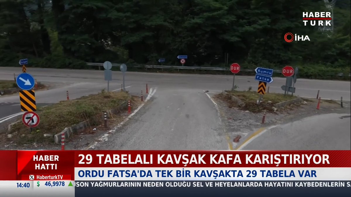 Ordu'daki bir kavşakta 29 tabela var. "Burada bir kaos hakim" "Misafir olarak gelenler, tabelaların yoğunluğundan yolları karıştırıyor" "Kaza da oldu"