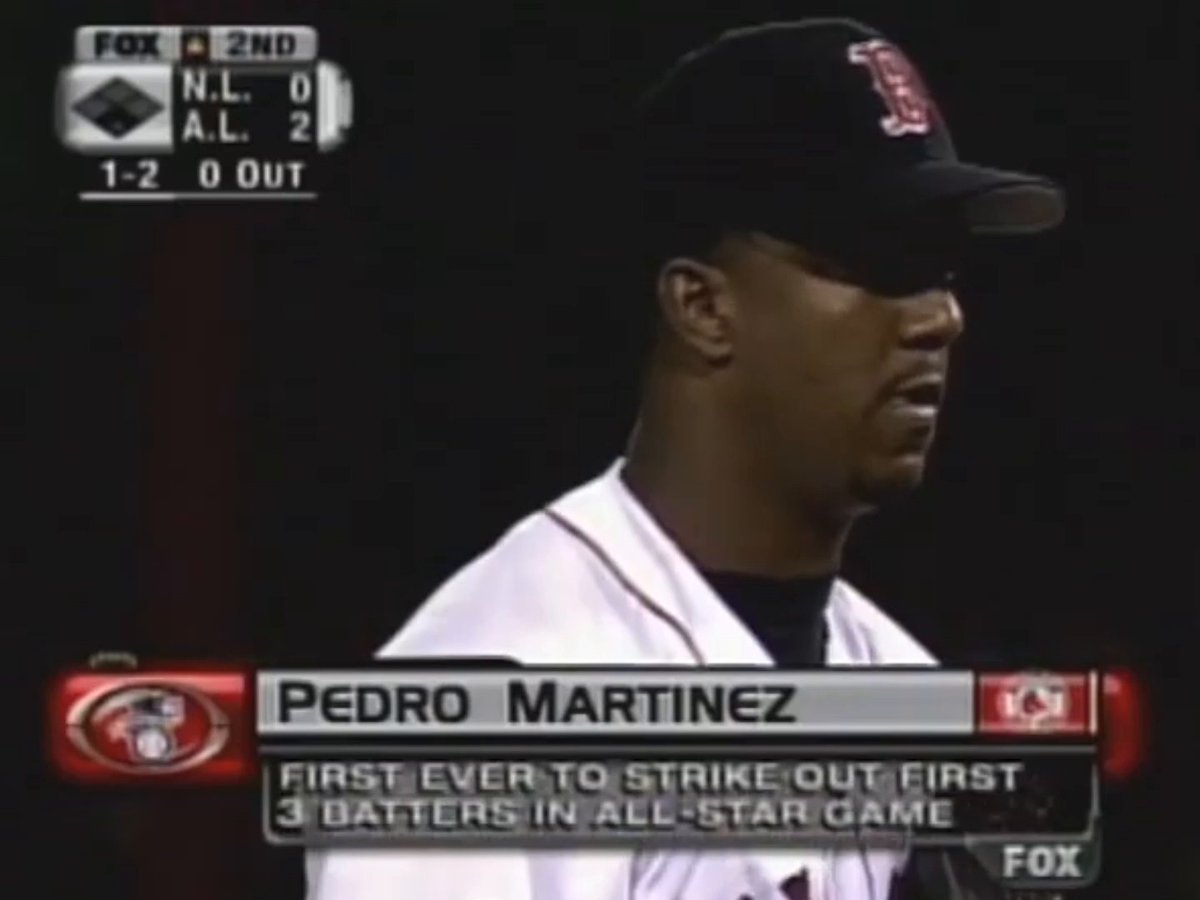 On this date in 1999, Pedro Martínez put on one of the greatest All-Star Game pitching performances ever. At Fenway Park, he struck out five of the six batters he faced, including the first four in order, becoming the first pitcher in All-Star Game history to do so. He was named MVP ⭐️