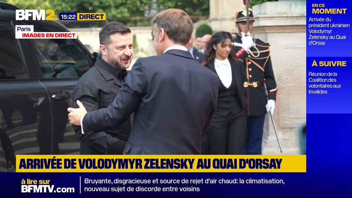 Ukraine: Emmanuel Macron reçoit Volodymyr Zelensky au Quai d'Orsay avant la réunion de la coalition des volontaires #BFM2