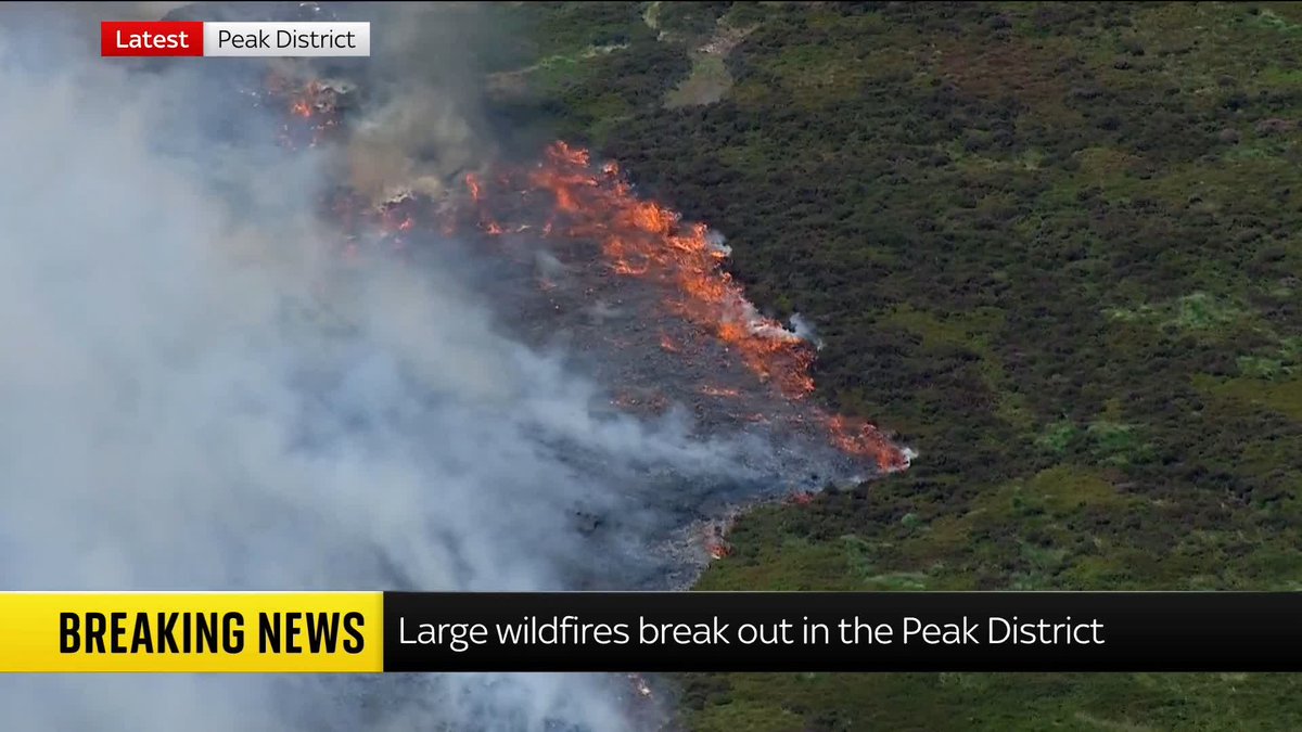 BREAKING: Two large wildfires break out in the Peak District. 📺 Sky 501 and YouTube