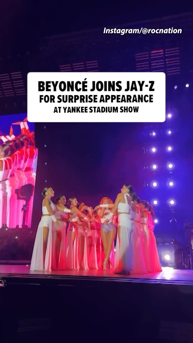 🤩 Jay-Z brought out Beyoncé again for night 3 of his Yankee Stadium shows! Credit: Instagram/rocnation