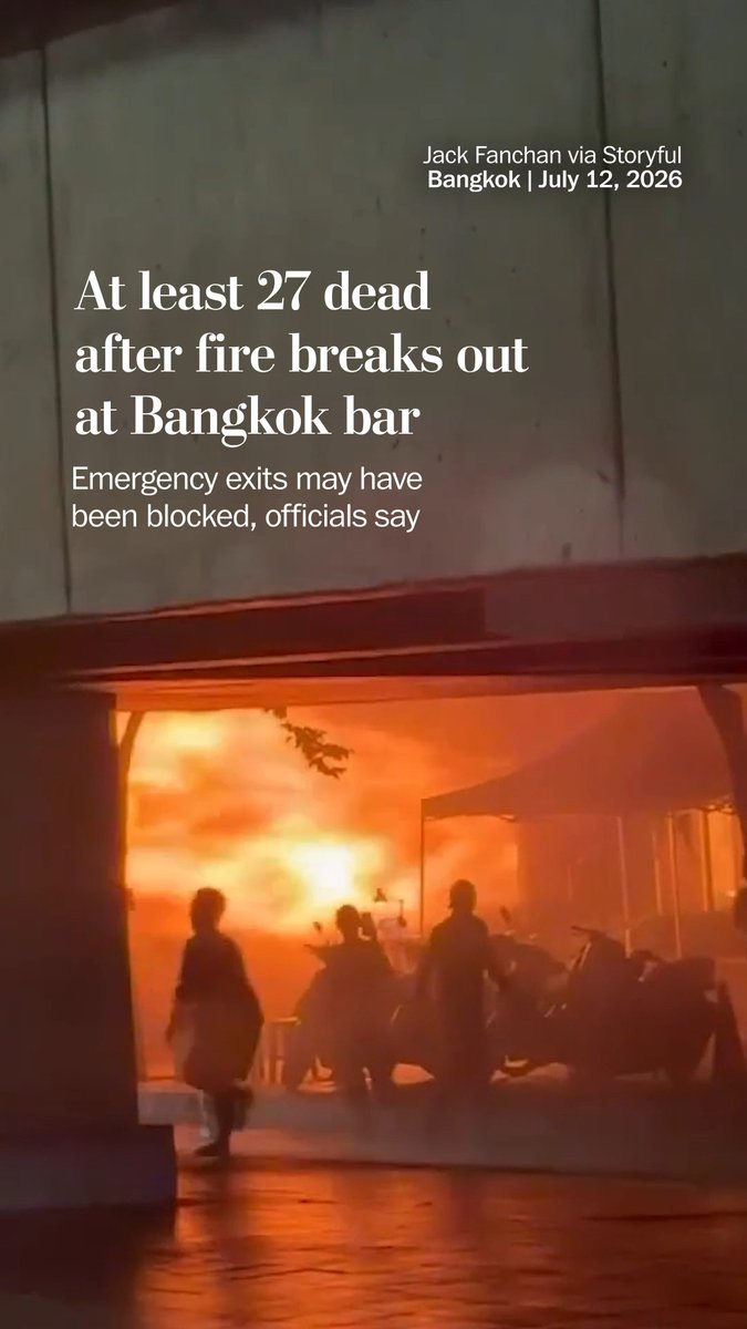 A fire at a bar in Bangkok, Thailand’s capital, killed at least 27 people and injured dozens of others, local authorities said. The bar, Rong Beer Na Lat Phrao, was located near the popular Chatuchak weekend market in the northern part of the city. Read more: