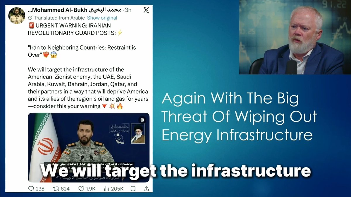 The IRGC says, "We will target the infrastructure of the American-Zionist enemy, the UAE, Saudi Arabia, Kuwait, Bahrain, Jordan, Qatar, and their partners in a way that will deprive America and its allies of the region's oil and gas for years." If that happens, it doesn't matter if the Strait's open or not. Fuel rationing and super-expensive prices will become the norm. Full report: