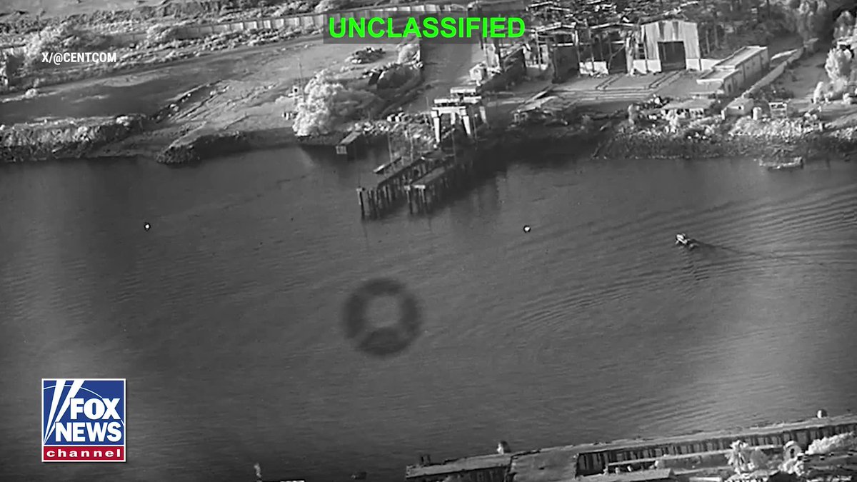 NEW: Unclassified footage shows CENTCOM forces striking a submarine and ship maintenance facility at Iran's Bandar Abbas Naval Base using three Corsair unmanned surface vessels, marking the first U.S. combat use of sea drones. Officials said the strikes degraded Iran's ability to continue attacks on commercial shipping.