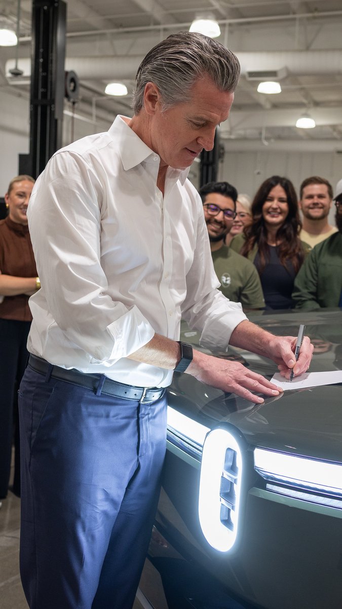 California is filling the void left by Trump and the GOP repealing the federal electric vehicle tax credit. I've signed legislation creating an instant rebate for Californians going electric — $3,500 off new EVs and $1,750 off used models. We won't forfeit the future to China.