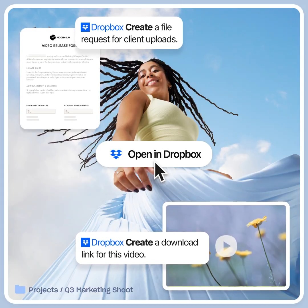 One Dropbox plugin, now across OpenAI ChatGPT, ChatGPT Work, and ChatGPT Codex. Find and organize Dropbox content, create and manage file requests, create shared links, and save text-based files back to Dropbox, all without switching between tools.