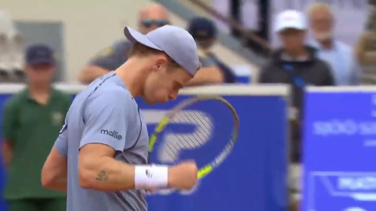 Hard fought but secured ⛓️ Jesper de Jong is in to the second round with a 7-6(1), 7-5 victory against Gaubas. Nordea Open | #NordeaOpen