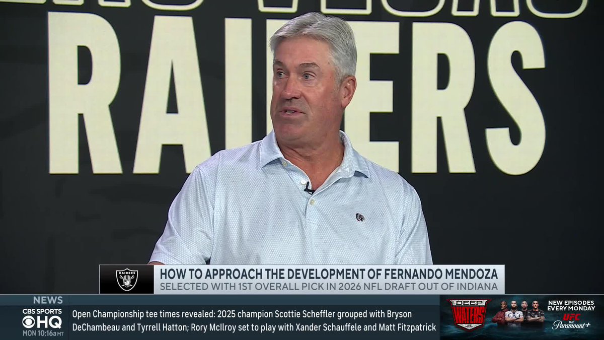 "I think you put him on the field Day 1." Doug Pederson thinks the Raiders should start Fernando Mendoza at QB Week 1.