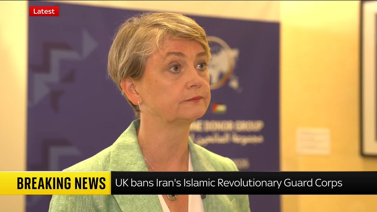 "We cannot allow the safety on British streets to be threatened." Foreign Secretary Yvette Cooper is asked about the government's decision to proscribe the Islamic Revolutionary Guard Corps. Read more: 📺 Sky 501, Virgin 602, Freeview 233 and YouTube