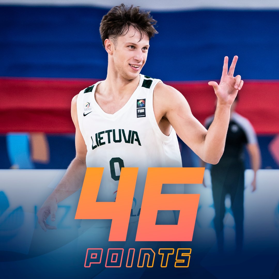 Mantas Juzenas had himself a HISTORIC night in 25 minutes (!) 🇱🇹 🔵 46 PTS | NEW U20 RECORD 🟢 69% FG 🟢 7 3PM 🟢 12 REB 🟢 5 AST 🔵 55 EFF | NEW U20 RECORD #U20EuroBasket