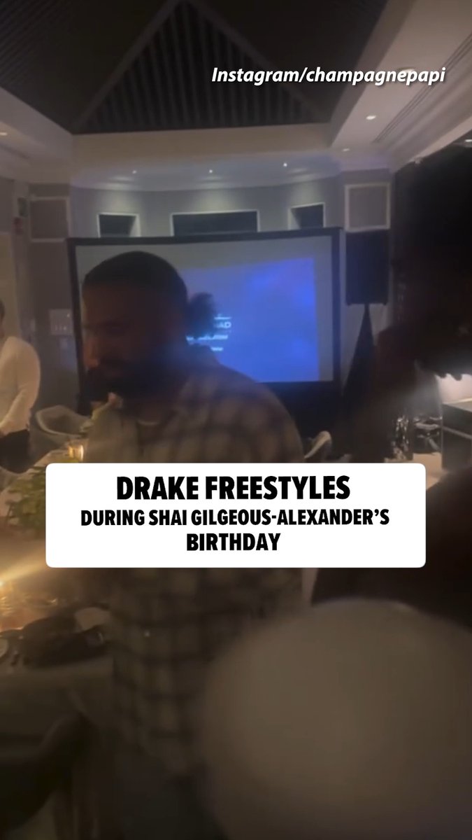 🎤 Drake takes care of MC duties as he freestyles during Shai Gilgeous-Alexander's birthday. 🎥: Instagram/champagnepapi