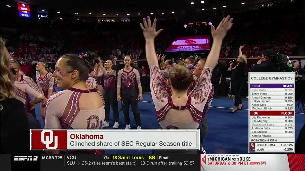 SOONERS ON TOP ‼️ Rewatch Oklahoma clinch a share of the SEC Title now on SEC Network 📺 Oklahoma Women's Gym x #ItJustMeansMore