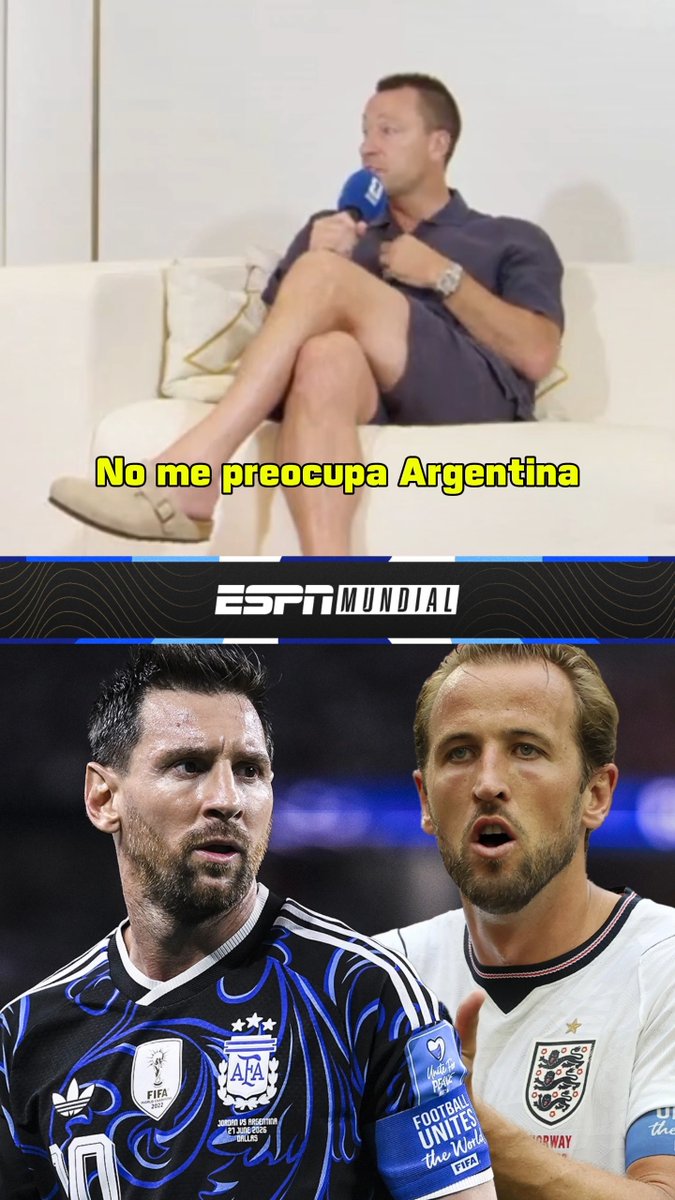 "NO ME PREOCUPA ARGENTINA... JUGADOR POR JUGADOR, SOMOS MEJORES" 🗣️ John Terry, un histórico de Inglaterra 📹 FIFA #ESPNMundial 📺 Mirá los mejores partidos de la #FIFAWorldCup por ESPN, en el Plan Premium de #DisneyPlus