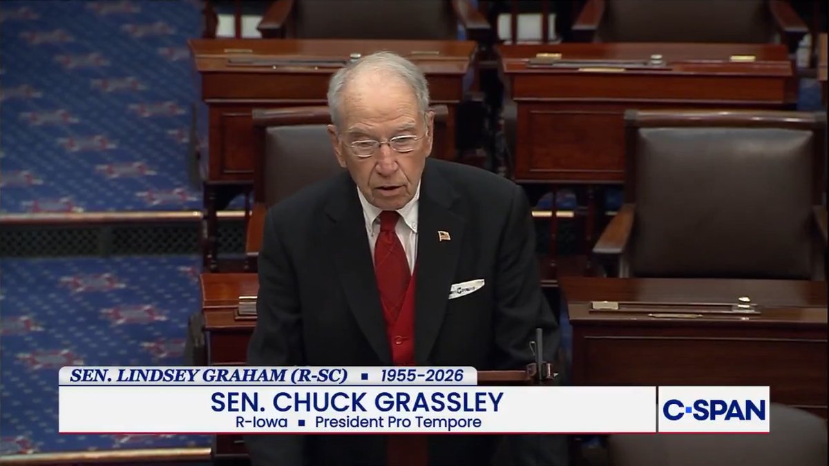 Sen. Chuck Grassley tribute to Sen. Lindsey Graham: "It's a sad day for all of us in the Senate...Senator Graham always brought a smile to your face and levity to the halls of Congress."