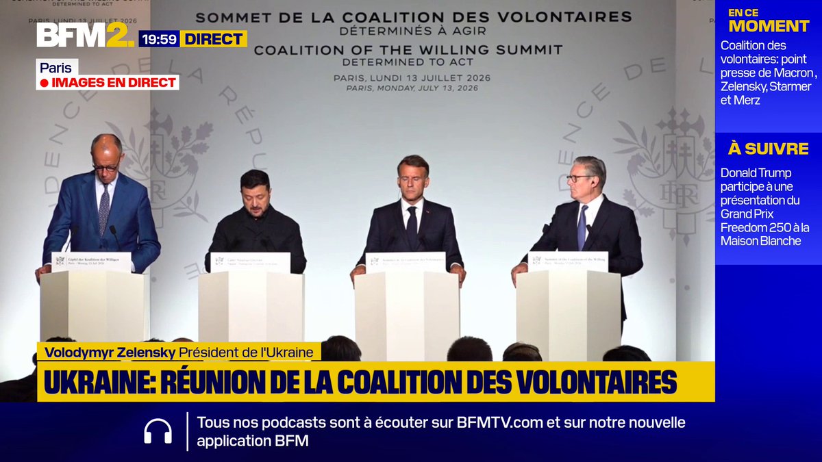 Coalition des volontaires: "C'est une journée historique pour nous tous", affirme Volodymyr Zelensky après la réunion #BFM2