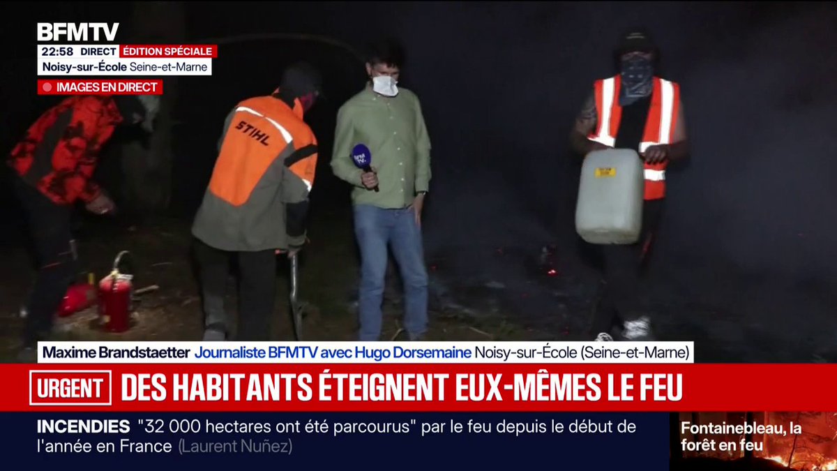 Incendie dans la forêt de Fontainebleau: des habitants éteignent eux-mêmes le feu