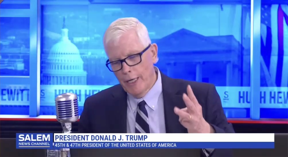 Hugh Hewitt: Make American the official language of America, not English. Look into that. Trump: I will.