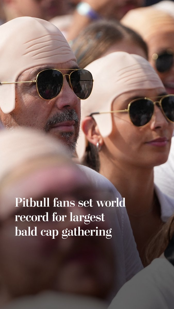 Pitbull fans broke a Guinness World Record for the largest gathering of people wearing bald caps. Pitbull’s performance at BTS Hyde Park, a multi-day concert series in London, saw 22,141 bald cap wearers come together to set the record.
