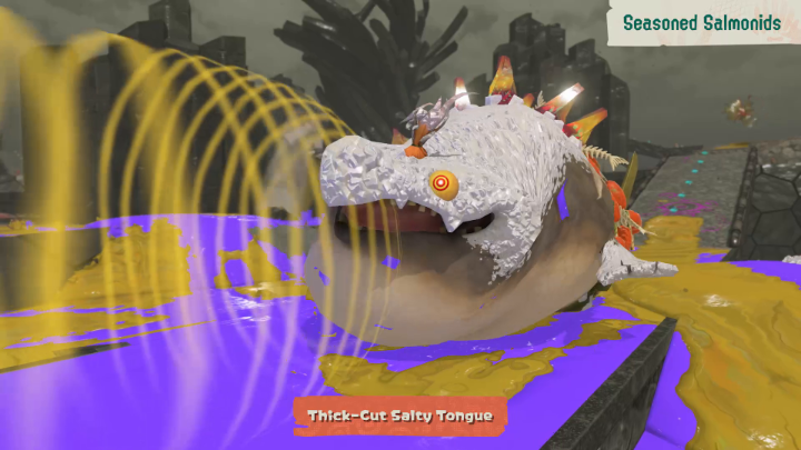 Inklings and Octolings have beef (fish?) with Salmonids, wild creatures that come ashore and make a mess. These new Seasoned Salmonids in #SplatoonRaiders are extra dangerous with more powerful attacks and increased defense. You can tell them apart by the salt deposits on them.