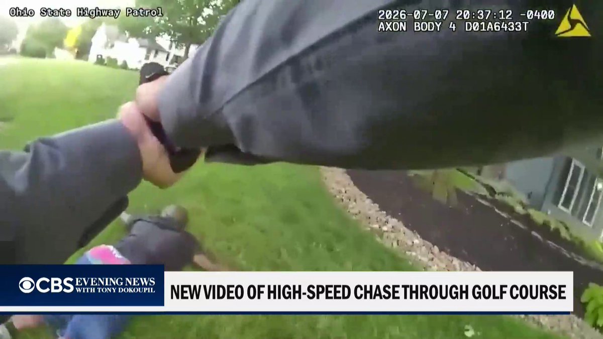 Police released dramatic video of the chase for an Ohio man accused of stabbing a woman, showing him speeding through a golf course, crashing into a police cruiser and fleeing before he was arrested. The suspect faces attempted murder and other charges.