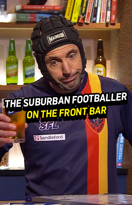 Our mate The Suburban Footballer's joining us on Wednesday night. Here's a little of what he left us with last time 😂👀 #TheFrontBar | Wednesday | 8.30pm AEST 📺