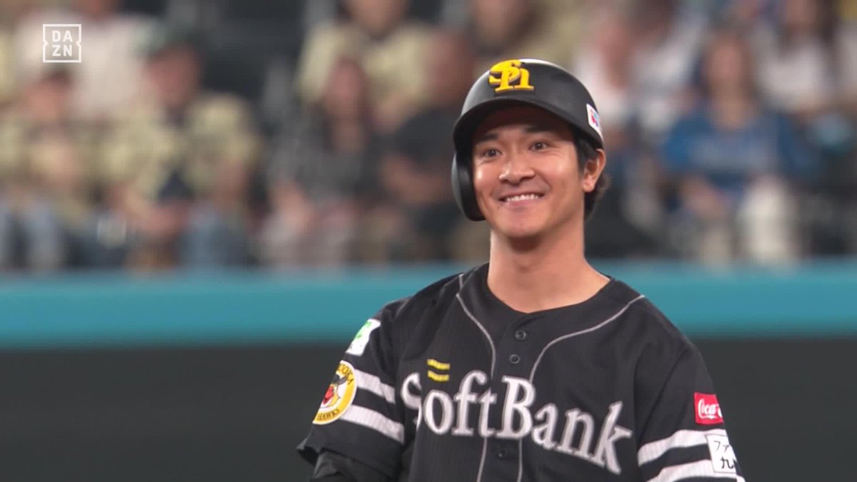闘う男の一振り セカンドキャンバスに咲く爽やかな笑顔 代打・柳町達が勝ち越しタイムリー ⚾️日本ハム×ソフトバンク #sbhawks #だったらDAZN