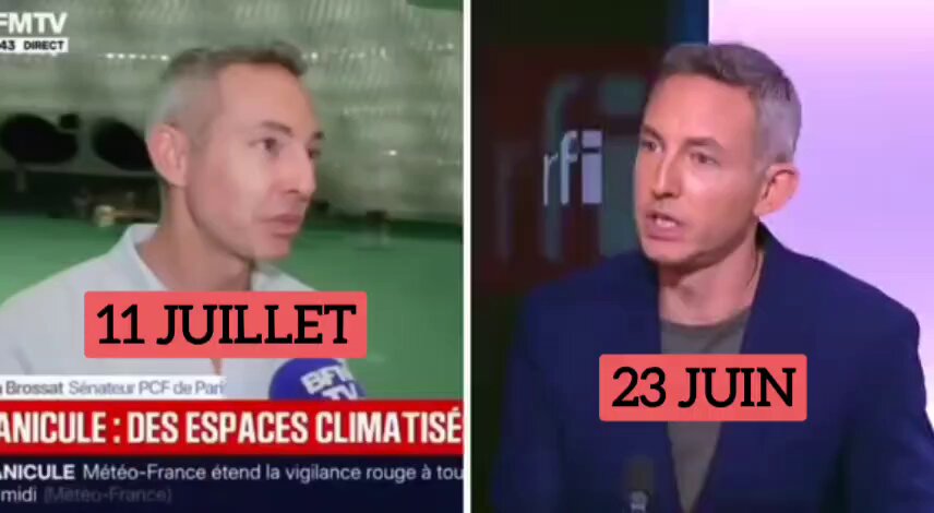 #France #Insolite Canicule et climatisation ... Ian a 2 opinions : non à la clim chez les parisiens car cela rejette l'air chaud à l'extérieur et oui pour la clim au siège du parti communiste car les communistes n'aiment pas la chaleur 😂😂😂 Ian Brossat sénateur communiste de Paris et adjoint à la mairie de Paris ... Tous les jours je me félicite d'avoir fui Paris pour la Sicile et le Sud de la France , ma famille est à l'abri de ces dingues !!!